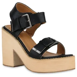 Damen Plateau Sandaletten in Schwarz