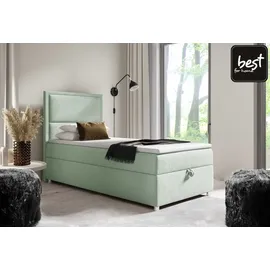 Best For Home Boxspringbett mit Bettkasten Trinity K11-SINGLE 100x200 Bonellfederkern inkl. Topper | Mintgrun | Grün