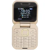 2G Small Klapphandy, Faltbares Handy mit LED Taschenlampe, 1,77 Zoll Kleines Display, Entsperrtes Klapphandy, Unterstützt UKW Radio, Mediaplayer, Schnellwahl (Gold)