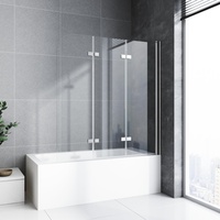 Duschwand für Badewanne faltbar 3 teilig 120 x 140 cm Badewannenfaltwand Duschtrennwand 6mm Nano Glas Duschabtrennung Badewanne