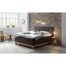 Hasena Finca Boxspringbett 140-180 cm Braun / Anthrazit, Liegefläche:180 x 200 cm, Topper:Base-Topper