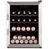 Klarstein Coachella 65 Getränkekühlschrank - 60 L WLAN-fähig, LED-Beleuchtung, Edelstahl, Flüsterleise, 3-18 °C, Herausnehmbare Böden, Getränkekühlschrank Mit Glastür