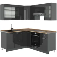 Vicco Winkelküche L-Form 190 cm Eiche grau