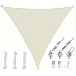 AMANKA 4x4x4 Sonnensegel Dreieckig Wasserdicht - Sonnenschutz Segel Set mit Befestigung