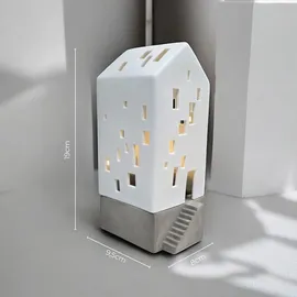räder Windlicht Kleines Apartmenthaus Porzellan Weiß