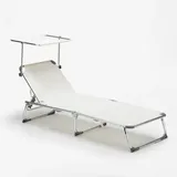 Sonnenliege Strandliege Klappbar Aluminium Mit Sonnendach California - Weiß