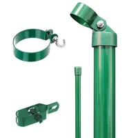 GAH Alberts Alberts Zaunanschluss-Set zweiseitige Verbindung für Wellengittertor an Maschendrahtzaun Set,2s zinkphosphatiert grün Ø 76 mm, Zaunhöhe: 100 cm, Torpfosten-Ø: Draht