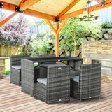Outsunny 5tlg. Polyrattan Gartenmöbel Rattan Essgruppe Gartenset Grau