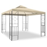 WASSERDICHTER Pavillon Romantika 3x3m Metall inkl. Dach Festzelt wasserfest Partyzelt (Beige)