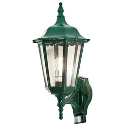 Wandleuchte Firenze, grun, klares Glas, mit Bewegungsm.