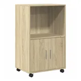 furnicato Beistellschrank Rollschrank Sonoma-Eiche 55 x 40 x 91 cm mit Stauraum (1-St) braun