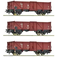 Roco 3-tlg. Set: Offene Güterwagen Ommu DR 6600115 H0