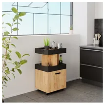 Vicco Hausbar Minibar Getränkebar Kamber Eiche Anthrazit Tür rollbar Ablage Fach