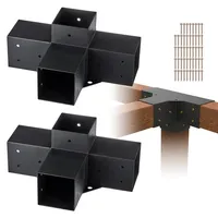 Vevor 2er-Set Pfostenverbinder, 10 x 10 cm (Innengröße 91,44 x 91,44 mml) Pfostenecke Pergola Eckverbinder Holzverbinder 90°-Stiefelstruktur Eckhalterung Holzbalken Pavillon Halterungs Set