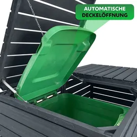 Endorphin Stabile Comfort Mülltonnengarage / Mülltonnenbox mit Gasdruckfeder 2er 240 l nachhaltig aus Holz