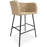 Rattan Hocker mit Armlehnen - Boho Bali Design - Ishita Leichtes Naturholz