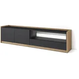 SKRAUT HOME Lowboard 207x50x37 cm Schwarz/Eiche Holzwerkstoff