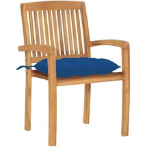 vidaXL Gartenstuhl 60 x 57,5 x 90 cm teak/blau 2 St. inkl. Kissen 3063277