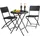 Relaxdays Bastian Set 3-tlg. Tisch Ø 60 x 75,5 cm schwarz klappbar