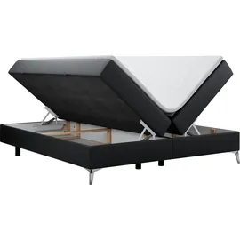 MKS Meble Boxspringbett ohne Kopfteil mit Bettkasten, Bett niedriges Kopfteil, Polsterbett ohne Kopfteil - LESS - 140x200cm - Schwarz - H4 - Schwarz