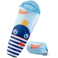 Skandika Kinderschlafsack Sorgenfresser Ping | Schlafsäcke für Kinder bis 140 cm, mit Mikrofaserfüllung, Mumienschlafsack mit Kapuze und Tasche | Schlafsack Camping, Kuschelschlafsack