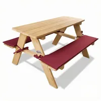Coemo Kinder-Sitzgruppe Natur Picknicktisch mit Polster Spieltisch Gartentisch Holz