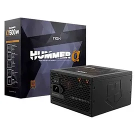 Nox-Xtreme NOX Hummer Alpha -NXHUMMERA500WBZ- 500-W-Netzteil, 80 PLUS Bronze-zertifiziert, aktives PFC, 120-mm-Lüfterdrehzahlregelung, Flachkabel, schwarz