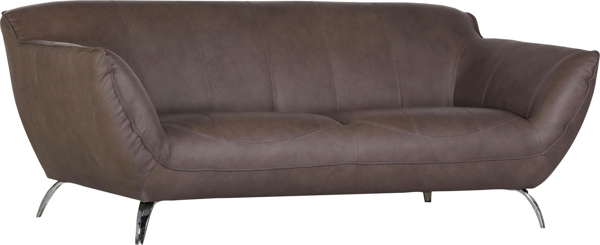 2-Sitzer GUTMANN FACTORY "Venezuela" Sofas Gr. B/H/T: 205 cm x 83 cm x 100 cm, Semi-Anilin-Leder, grau (taupe)