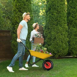 Relaxdays Schubkarrenrad 4.80/4.00-8, luftbereift, Ersatzrad, Kunststofffelge, 120kg, Luftreifen mit Ventil, schwarz/rot