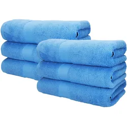 Betz 6 Stück Saunatücher Saunatuch Saunahandtuch Set Premium 100% Baumwolle Frottier XXL Badetuch Strandtuch Größe 70x200 cm Farbe hellblau