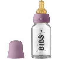 Bibs Baby Glass Bottle, Vermindert Koliken, Runder Sauger aus Naturkautschuklatex, Unterstützt das Stillen. Hergestellt in Dänemark, Complete Set - 110 ml, Mauve