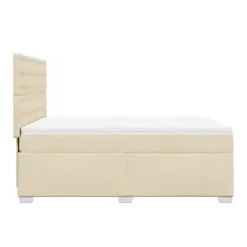 vidaXL Boxspringbett mit Matratze Creme 160x200 cm Stoff