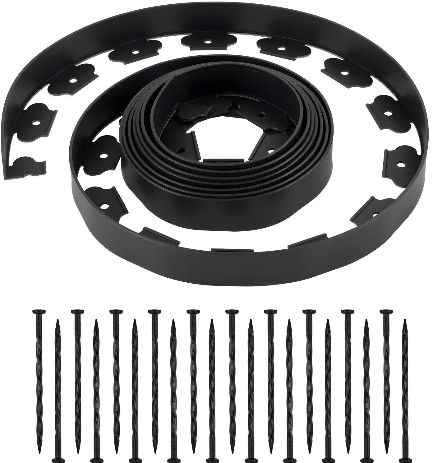 VEVOR Rasenkante, 600 x 5 cm, Kunststoff-Gartenbegrenzung mit 120 Spikes, Beeteinfassung, Landschaftseinfassung, Pflasterkante, Beetumrandung, Wegbegrenzungen für Blumenbeete, Hofpflaster