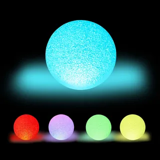 Relaxdays LED Kugelleuchte, mit Farbwechsel, batteriebetrieben, ohne Kabel, für Innen, bunte Leuchtkugel, Ø 15 cm, weiß