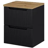 [en.casa] Waschtischunterschrank Skelbolu 50x60x40 cm Schwarz/Eiche [en.casa]
