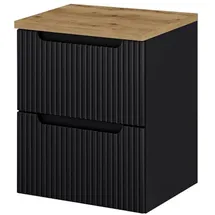[en.casa] Waschtischunterschrank Skelbolu 50x60x40 cm Schwarz/Eiche [en.casa]