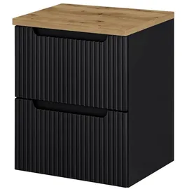 [en.casa] Waschtischunterschrank Skelbolu 50x60x40 cm Schwarz/Eiche [en.casa]