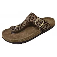 ROHDE Damen Pantolette Leder Zehentrenner mit Leopardenmuster Rodigo-D 5891, Größe:40 EU, Farbe:Beige - 40