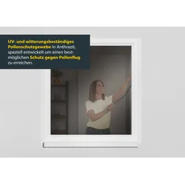 Schellenberg Fliegengitter-Gewebe mit Pollenschutz für Fenster 130 x 153 cm Grau