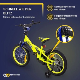 Actionbikes Motors Actionbikes Kinderfahrrad Turbo 16 Zoll Stützräder, V-Brake-Bremsen, Lenker-/Kettenschutz, Klingel