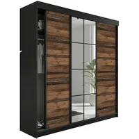 Kier furniture Schiebetürenschrank, Schwarz, Dunkelbraun, Holzwerkstoff, 200x205x59 cm, Schlafzimmer
