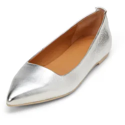 Ballerina MARC O'POLO "aus edlem Lammleder", Damen, Gr. 39, silber, Obermaterial: 100% Leder, unifarben, Schuhe