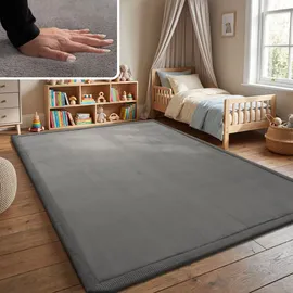 Paco Home Kinderteppich Baby Spielteppich Flauschig rutschfest Deko, Anthrazit, 200x350 cm,