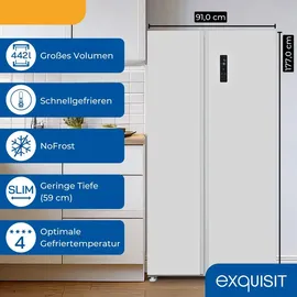 Exquisit SBS546-040E Side-by-Side (442 l, 1770 mm hoch, Weiß)