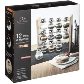 SECRET DE GOURMET Bambus Regal für Gewürze, Gewürz-Organizer, Wandregal, Gewürzhalter