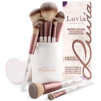 Luvia Cosmetics Luvia, Cosmetics Kosmetikpinsel-Set Prime Vegan (15 tlg., Inkl. Pinselhalter & Satin Tasche Für Kosmetikpinsel, Beauty Brush Set