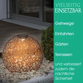 bmf-versand Solarleuchte Garten Solarlampe 2er Set Außen Kugel 28 cm LED Außenlampe Rost