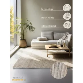 HANSE HOME "Dhaka Juteteppich", grau (grau,braun), B:80cm H:5mm L:150cm, Jute, Teppiche, Teppich, Läufer, handgewebt, Jute, Wolle, Natur, Wohnzimmer, Flur, Klassisch