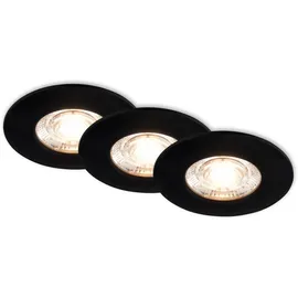 Briloner 3er Set LED Bad Einbaustrahler IP44 Warmweißes Licht schwarz