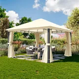 TOOLPORT Sunset 4x4 m Softtop Gartenpavillon, inkl. 4 Seitenteile, champagnerfarben - (300686)